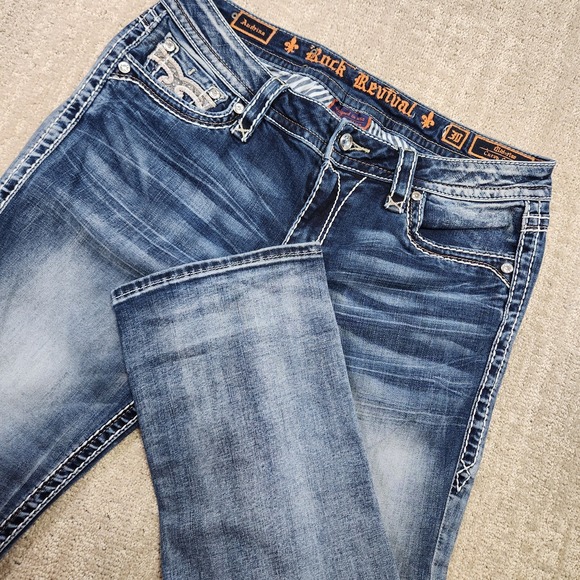 Rock Revival Jeans Women 30 Audrina Mid Rise Curvy Capris Cowgirl Rodeo Western - Picture 2 of 14